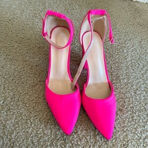 Hot pink block heels, NWOT